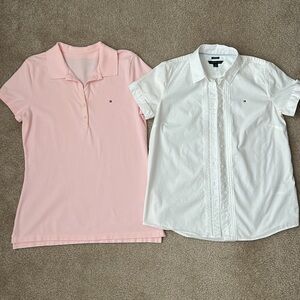 Tommy Hilfiger White Button Down and Pink Polo Shirts.